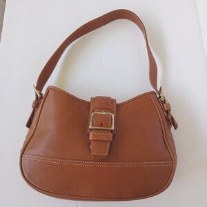 Coach Vintage Hampton Y2K Brown Leather Shoulder Bag.